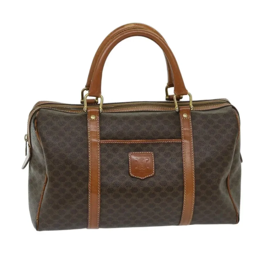 CELINE Macadam Canvas Boston Bag Pvc Brown